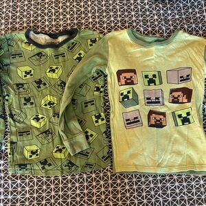 Green Minecraft Kids Pajama Tops